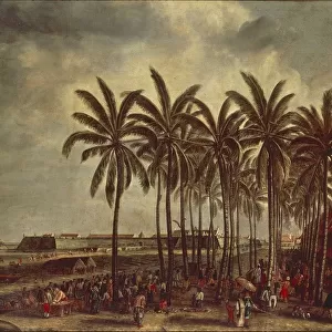Indonesia, Java Island, Dutch East India Company opening offices in Batavia (Jakarta) in 1619, oil painting
