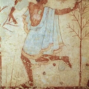 Italy, Latium region, Tarquinia, Etruscan Necropolis, Tomb of Triclinium, fresco depicting dancer