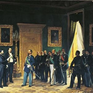 Second War of Independence - Victor Emmanuel of Savoy receiving Tuscan envoys with the Decree of the Annexation of Tuscany to the Italian Kingdom, 1859, painted by Giovanni Mochi, 1829-1893