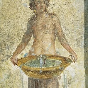 Woman carrying bucket of water, detail, from Pompei, Fresco