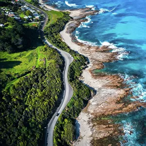 Aerial coastal highway