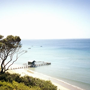 Beach view on summer day, Port Phillip Bay, Melbourne, Australia