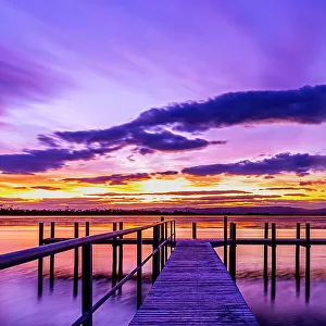 The Purple Sunset along a quiet coast