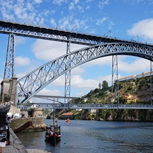 Close up Dom Luis I Bridge, Douro River, Porto, Portugal