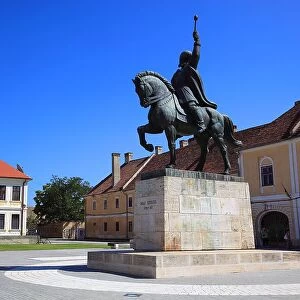 Equestrian statue of Mihai Viteazul, Michael the Brave, national hero in the Historic Fortress, Alba Iulia, Balgrad, German Karlsburg, is the capital of Alba County in Transylvania, Romania