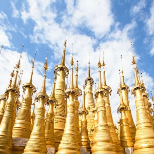 Golden spires of Shwe Indein Pagodas, Myanmar
