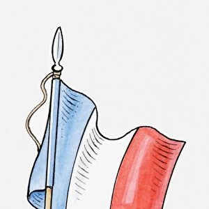 Illustration of French flag on mast
