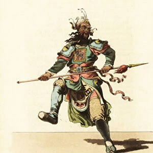 Actor playing a general in the Peking Opera, 18th century. 1822 (engraving)