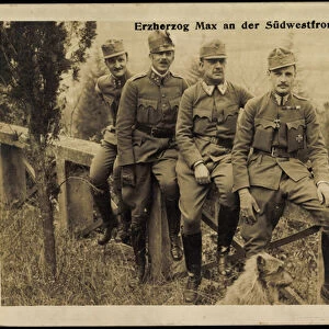 Ak Archduke Max on the southwest front, in uniform, dog, BKWI (b / w photo)