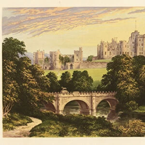 Alnwick Castle, Northumberland, England. 1880 (engraving)