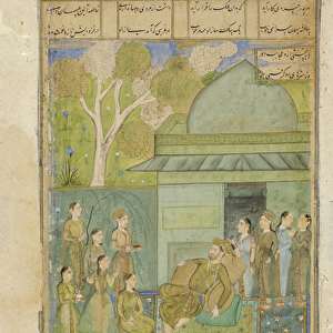 Bahram Gur in the green pavilion, c. 1690 (opaque w / c & gold on paper)