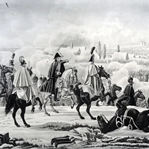 The Battle of Brienne, 1st February 1814 (engraving) (b / w photo)