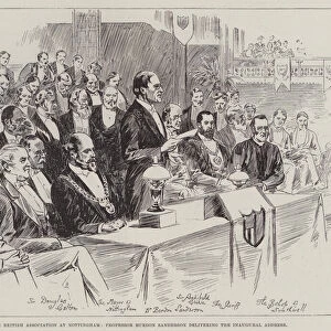 The British Association at Nottingham, Professor Burdon Sanderson delivering the Inaugural Address (engraving)