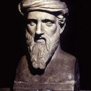 Bust of Pythagoras (-6th century), Greek philosopher and mathematician, Musei Capitolini