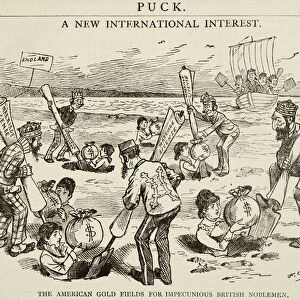 Cartoon depicting The American Gold Fields for Impecunious British Noblemen