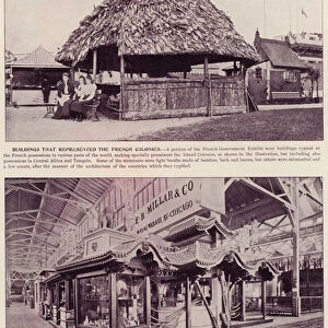 Chicago Worlds Fair, 1893: Buildings that represented the French Colonies; A Spice Exhibit (b / w photo)