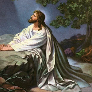 Christ in the Garden of Gethsemane by Heinrich Hofmann, 1930s (print)