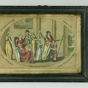 Christian Taking Leave of his family at his departure, 1797 (hand-coloured engraving)