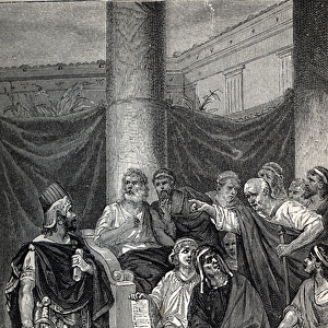 Cineas important adviser of King Pyrrhus trying to negotiate with the Romans after