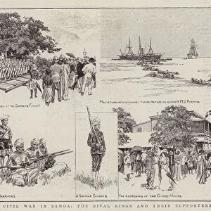 The Civil War in Samoa, the Rival Kings and their Supporters (engraving)