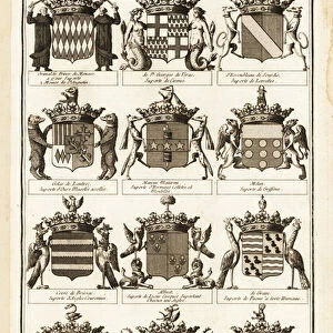 Coats of arms with crests and supporters. 1763 (engraving)