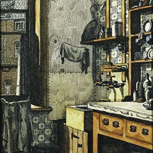 The Corner of the Kitchen, (pen, black ink and watercolour)