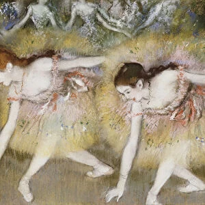 Dancers Bending Down (oil on canvas)