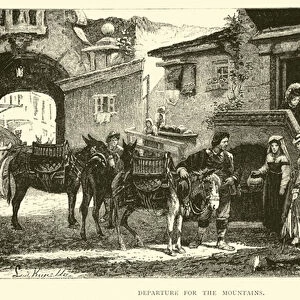 Departure for the mountains (engraving)