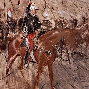 Dragoons on horseback, 1898 (oil on canvas)