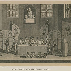 Drawing the state lottery in Guildhall, 1763 (engraving)