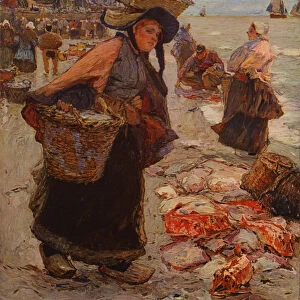 Dutch Fish Market (colour litho)