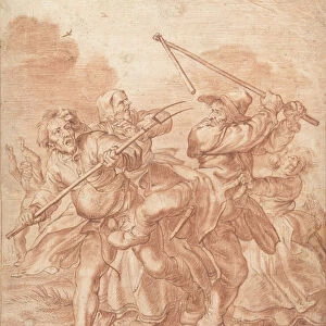 Fighting Peasants, 1600-62 (chalk on paper)