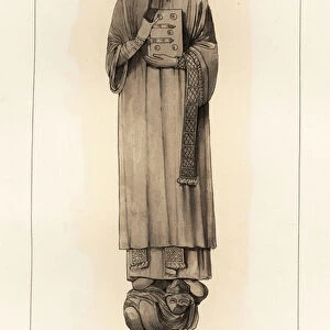 Figure of a priest in ecclesiastical robes with Bible, from the Portal of Saint-Germain l Auxerrois