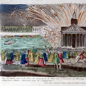 Fireworks fired at Place de Louis XV on 30 May 1770, on the occasion of the marriage of