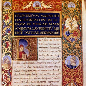 First page of De vita libri tres by Marsilio Ficino (pen & ink, tempera and gold on vellum)