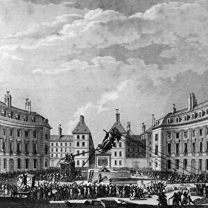 French Revolution: Statue of King Louis XIV shot down for victories in Paris on 11, 12