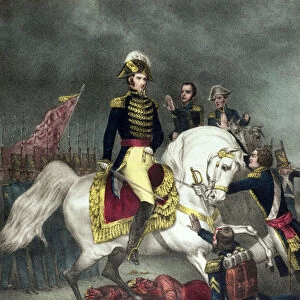General William Henry Harrison at the Battle of Tippecanoe in 1811 (colour litho)