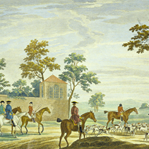 Going Out in the Morning, engraved by P. C. Canot (coloured engraving)