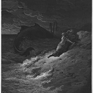 Gustave Dore Bible: Jonah cast forth by the whale (engraving)
