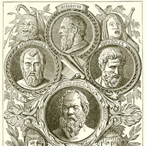 Historian, Philosophers, and Dramatists of Ancient Greece (engraving)