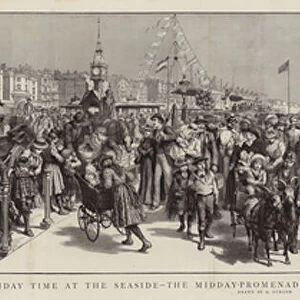 Holiday Time at the Seaside, the Midday-Promenade in Front of the Kings Road, Brighton (engraving)