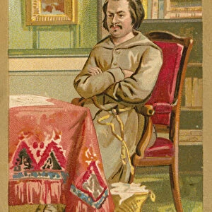 Honore de Balzac, French novelist and playwright (chromolitho)