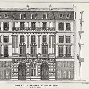 Hotel, Rue Du Faubourg St Honore, Paris (engraving)
