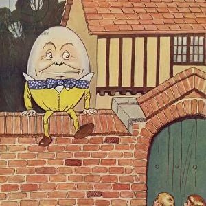 Humpty Dumpty sat on a wall (colour litho)