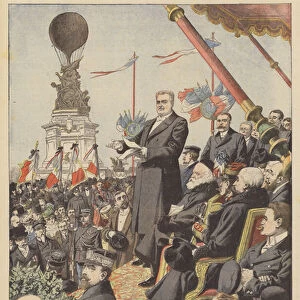 Inauguration of the monument to the aeronauts of the Siege de Paris (colour litho)