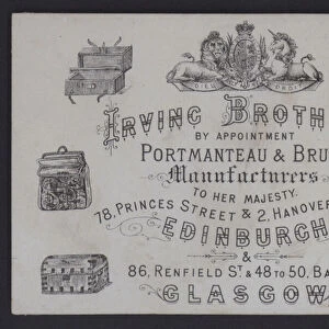 Irving Brothers, portmanteau and brush manufacturers, advertisement (litho)