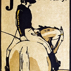 J for Jockey, illustration from An Alphabet, published by William Heinemann, 1898 (hand-coloured woodcut)