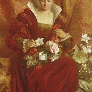 A Lady arranging flowers