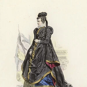 Lady of the court of Charles IX of France (coloured engraving)