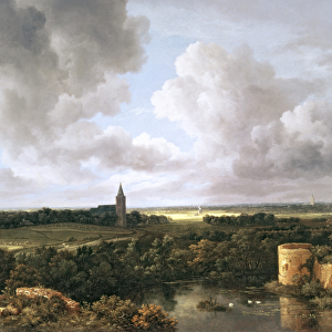 Landscape with Ruined Castle and Church, c. 1665-70 (oil on canvas)